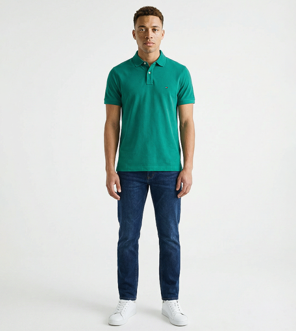 Tommy Hilfiger  textured-neutral-linen - Blue Polo T-shirts