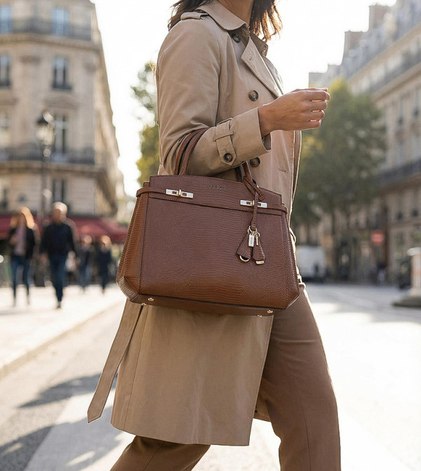 Guess  Satchel Bags - Tan Satchel Bags