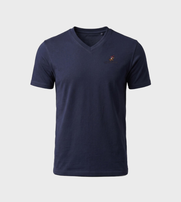Beverly Hills Polo Club V-Neck T-Shirts - Navy Casual T-Shirts