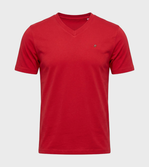 Beverly Hills Polo Club V-Neck T-Shirts - Red Casual T-Shirts