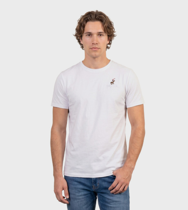 Beverly Hills Polo Club Round Neck T-Shirts - White Casual T-Shirts