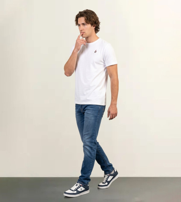 Beverly Hills Polo Club Round Neck T-Shirts - White Casual T-Shirts