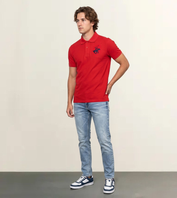 Beverly Hills Polo Club  T-Shirts - Red Polo T-shirts
