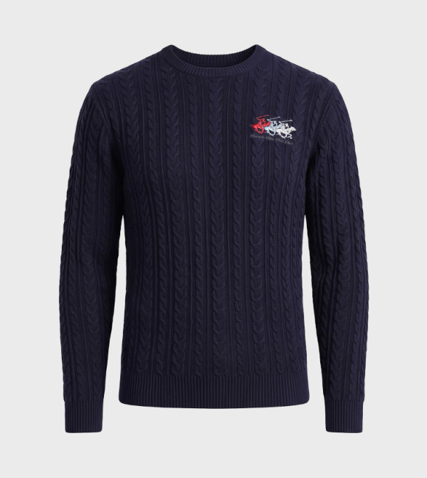 بيفرلي هيلز بولو كلوب  سترات بياقة دائرية - كحلي مزرق  Round Neck Sweaters