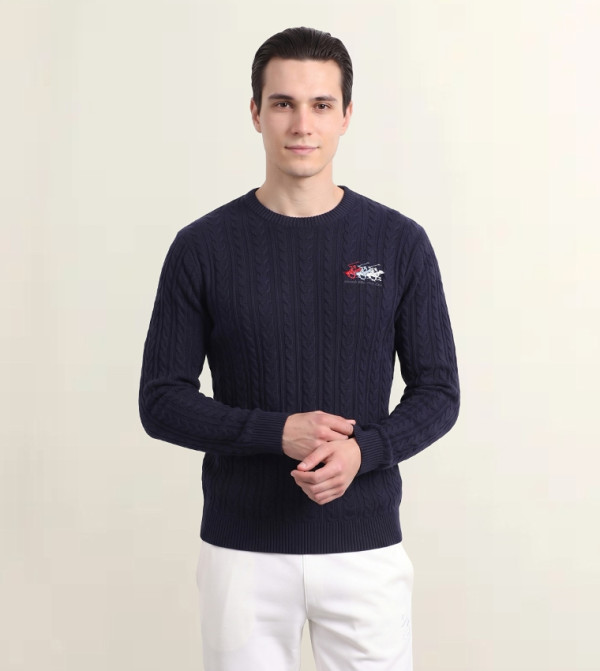 بيفرلي هيلز بولو كلوب  سترات بياقة دائرية - كحلي مزرق  Round Neck Sweaters