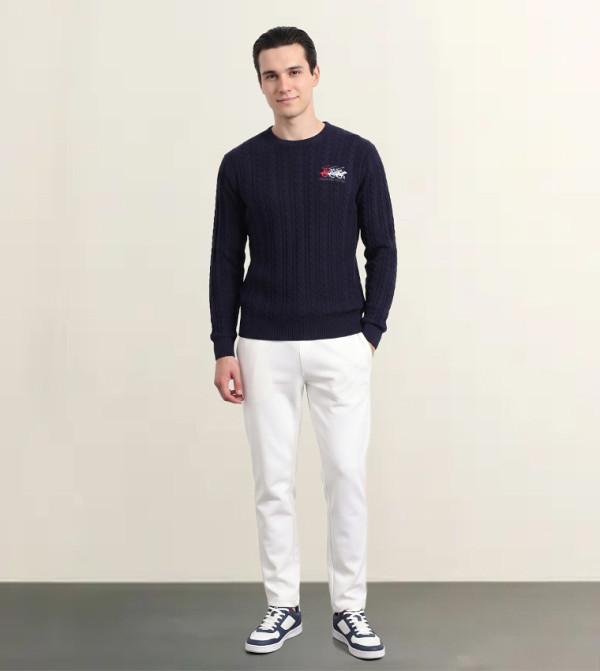 بيفرلي هيلز بولو كلوب  سترات بياقة دائرية - كحلي مزرق  Round Neck Sweaters