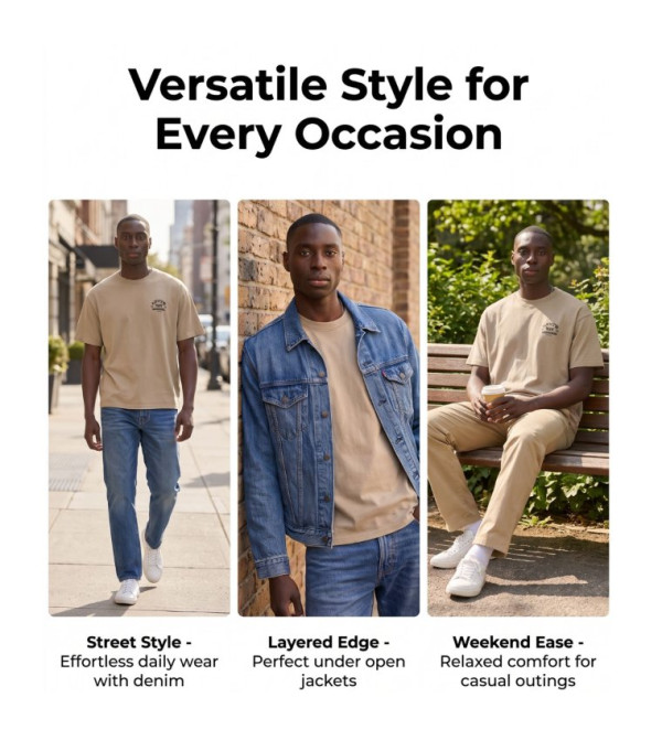 Levi's  iftar-ready - Brown Round Neck T-Shirts