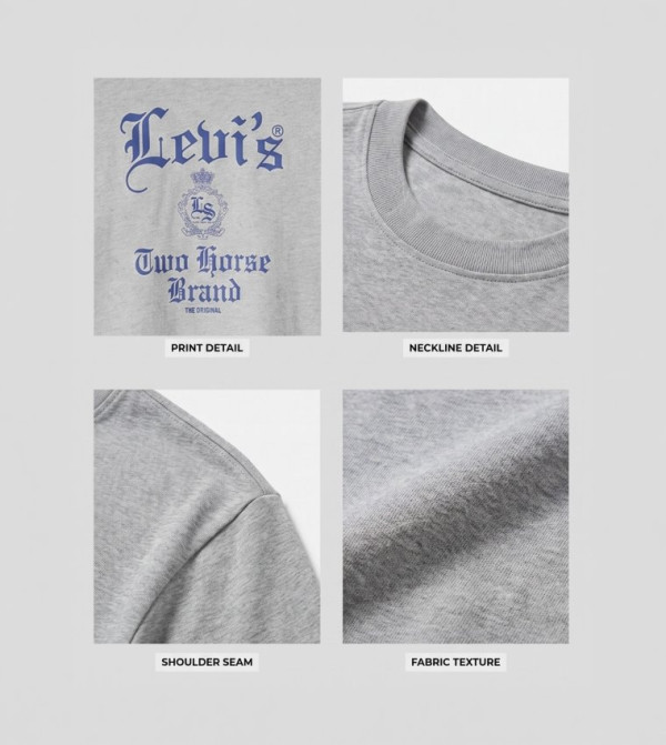 ليفايز collection - رمادي Round Neck T-Shirts