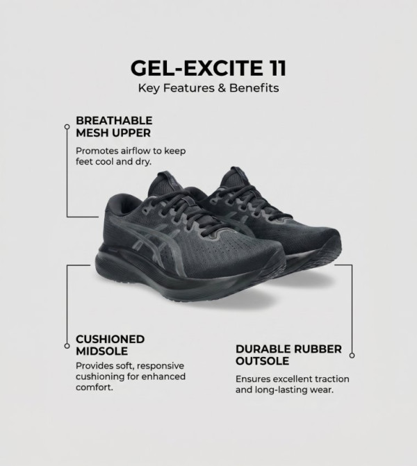 Asics  Sports Shoes - Black Running Shoes