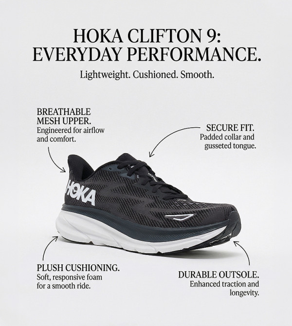 Hoka Sports Shoes - Black Running Shoes