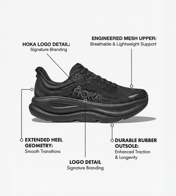 هوكا هوكا - أسود أحذية الجري