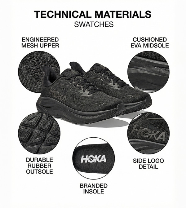 هوكا هوكا - أسود أحذية الجري