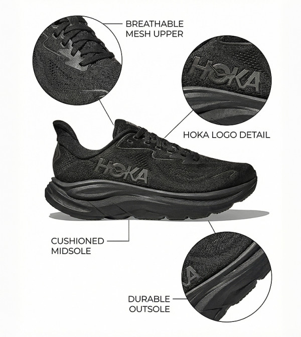 هوكا هوكا - أسود أحذية الجري