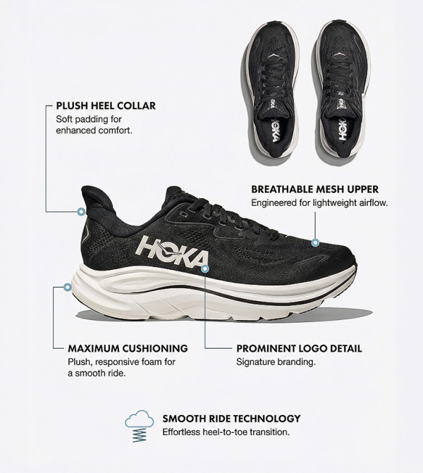 هوكا هوكا - أسود أحذية الجري