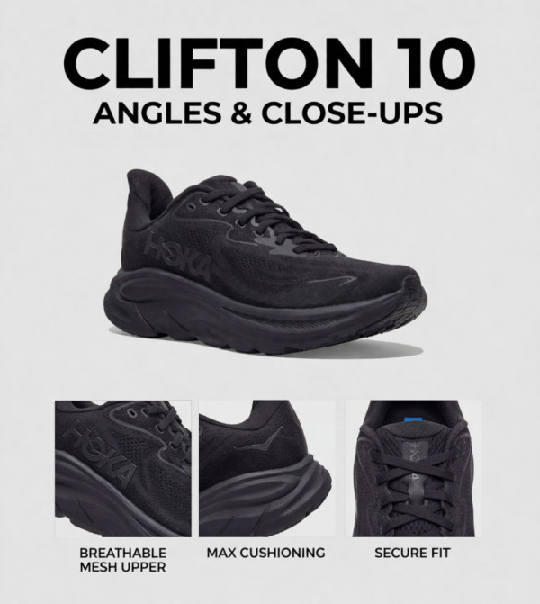 هوكا هوكا - أسود أحذية الجري