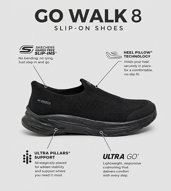 Skechers  Walking Shoes - Black Walking Shoes