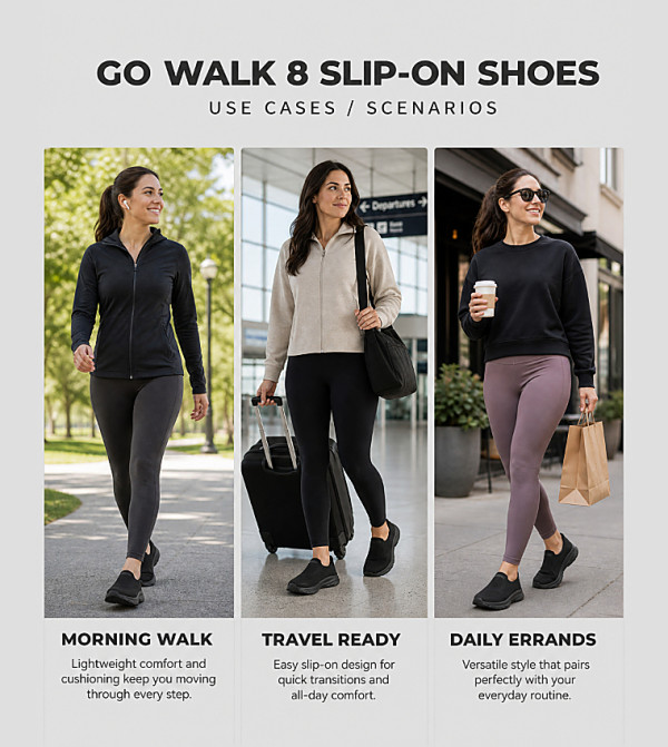 Skechers  Walking Shoes - Black Walking Shoes