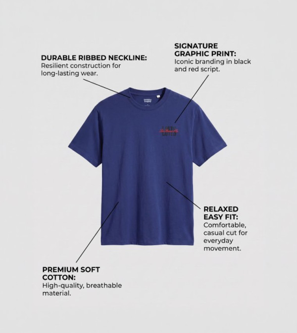 Levi's  Clothing - Blue Round Neck T-Shirts