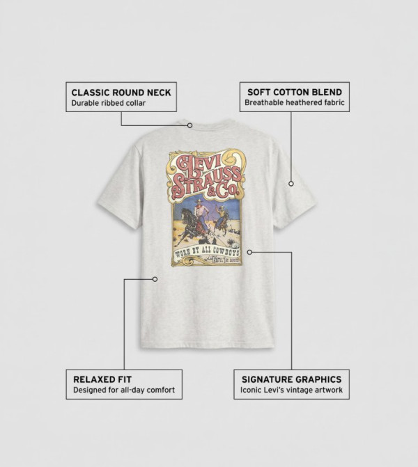 Levi's  Casual T-Shirts - Grey Round Neck T-Shirts