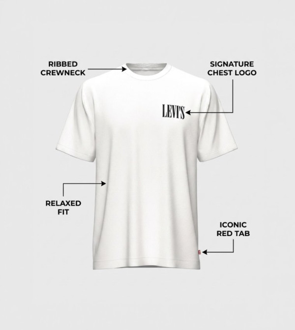 Levi's  Casual T-Shirts - White Round Neck T-Shirts