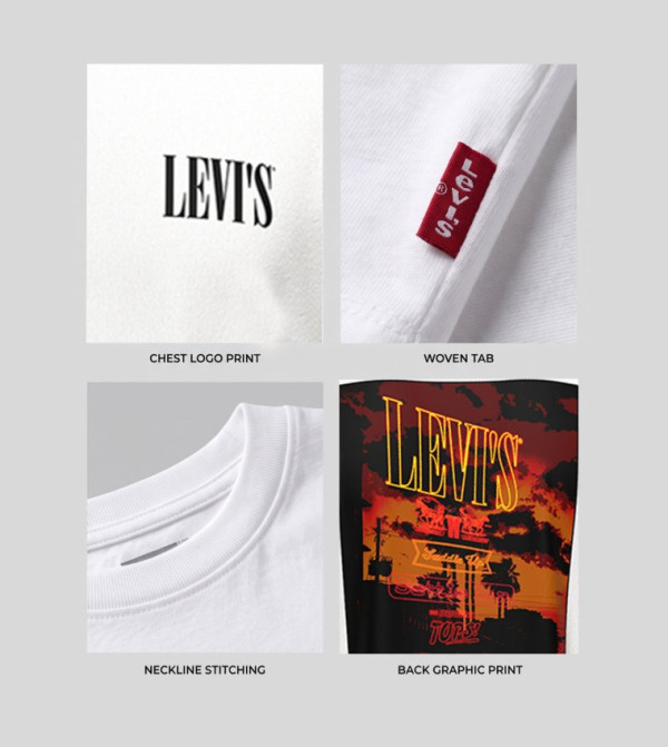 Levi's  Casual T-Shirts - White Round Neck T-Shirts