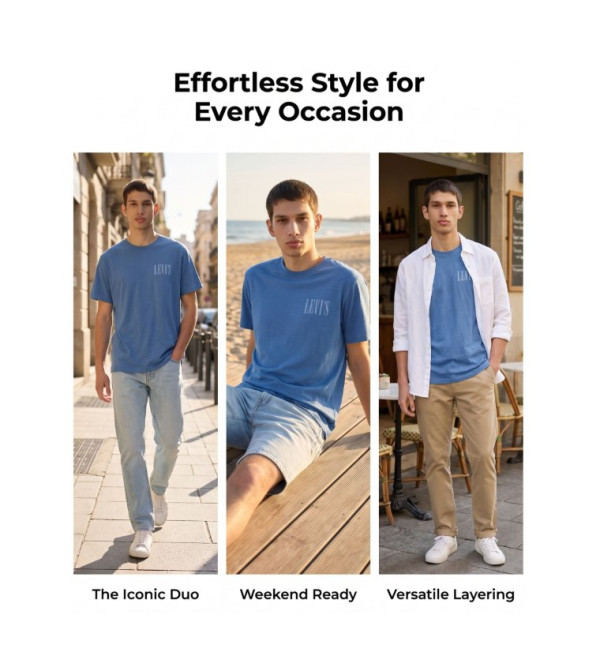 Levi's iftar-ready - Blue Round Neck T-Shirts