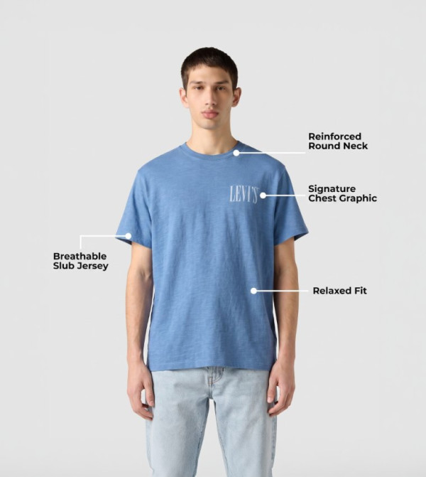 Levi's iftar-ready - Blue Round Neck T-Shirts