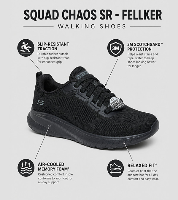 Skechers  Walking Shoes - Black Walking Shoes