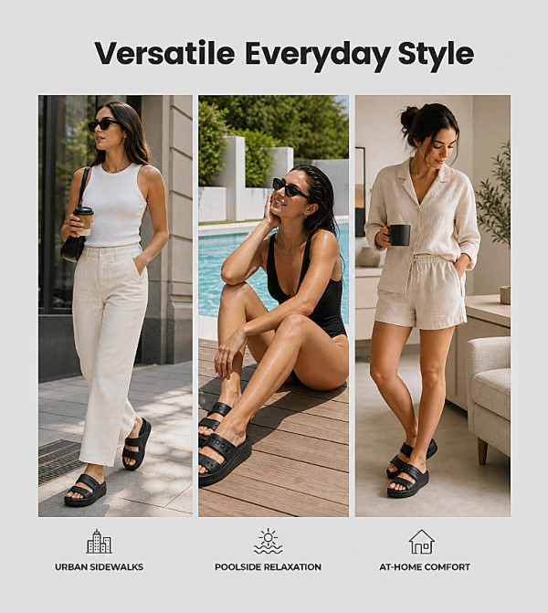 كروكس WomenFashionFootwear - أسود Flat Sandals