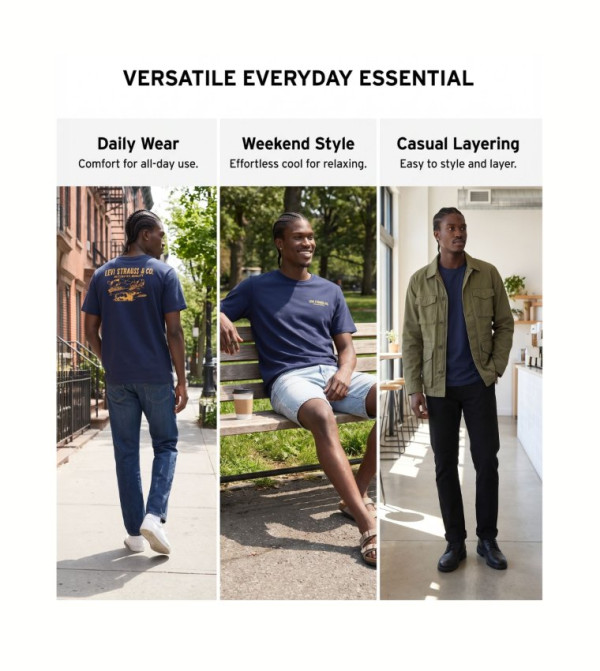 Levi's  T-Shirts - Navy Round Neck T-Shirts