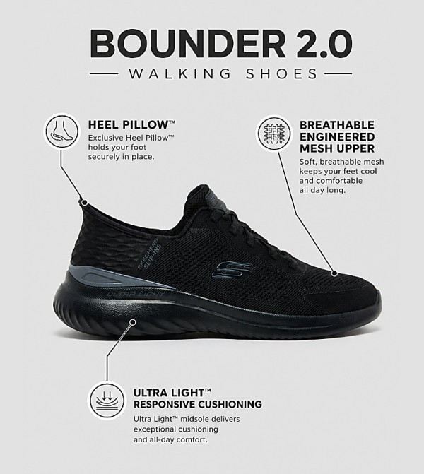 Skechers  Walking Shoes - Black Walking Shoes