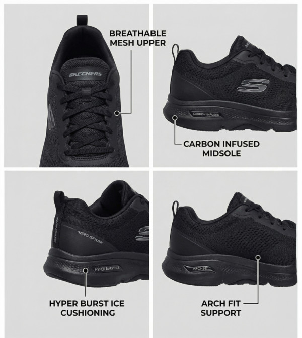 Skechers  - Black Running Shoes