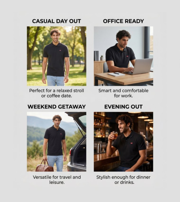 Levi's Clothing - Black Polo T-shirts