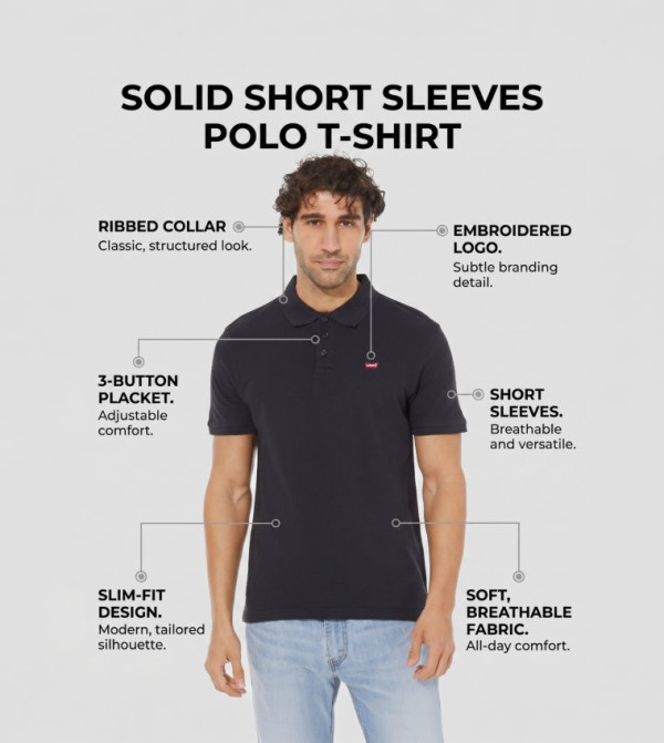 Levi's Clothing - Black Polo T-shirts