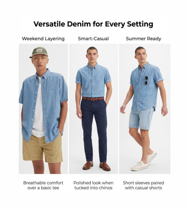 Levi's  heatwave-ready-m - Blue Short Sleeves