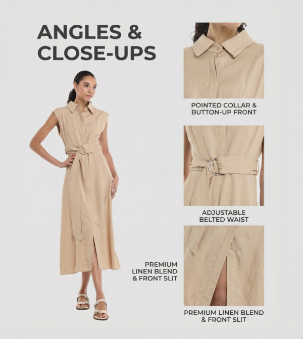 BCBG  Shirt & T-Shirt Dresses - Beige Shirt & T-Shirt Dresses