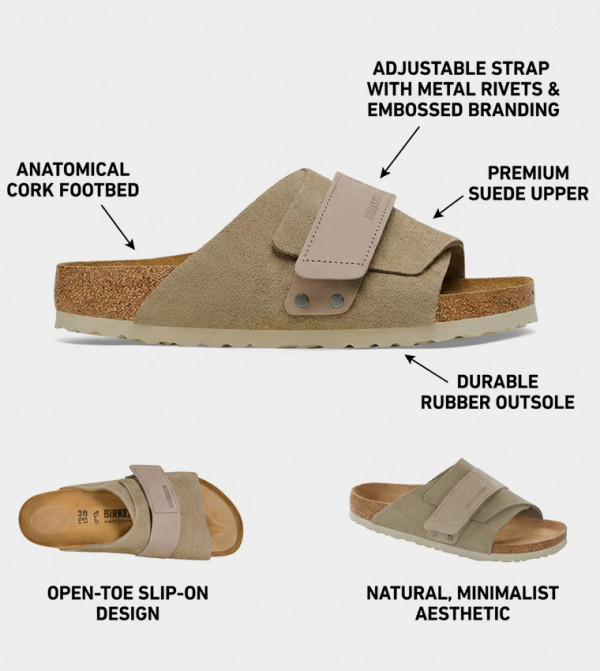 بيركنستوك  suede-edit - بني  Flat Sandals