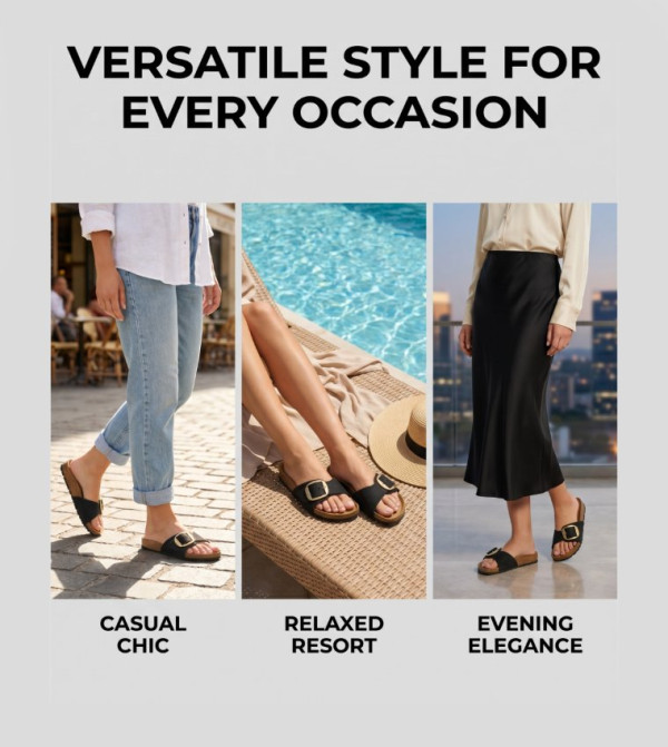 Birkenstock - Black Flat Sandals