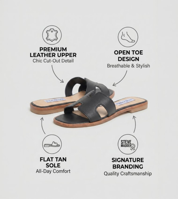 Steve Madden  vacation-loading-w - Black Flat Sandals