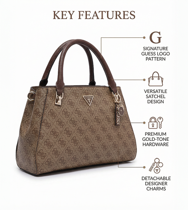 Guess  Satchel Bags - Brown Satchel Bags