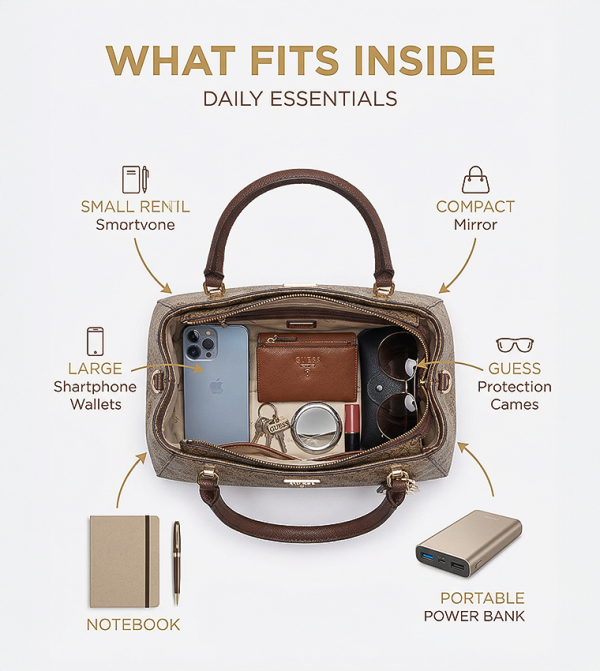 Guess  Satchel Bags - Brown Satchel Bags