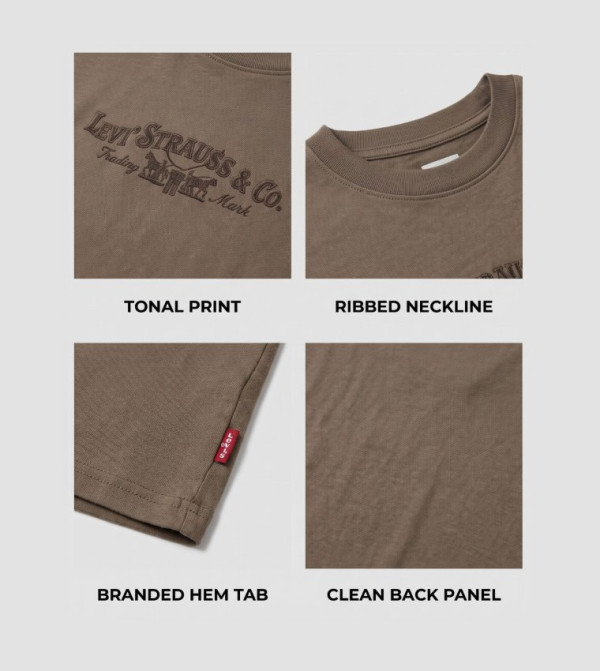 ليفايز  ملابس - بني  Round Neck T-Shirts
