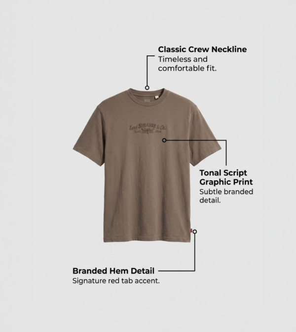 ليفايز  ملابس - بني  Round Neck T-Shirts