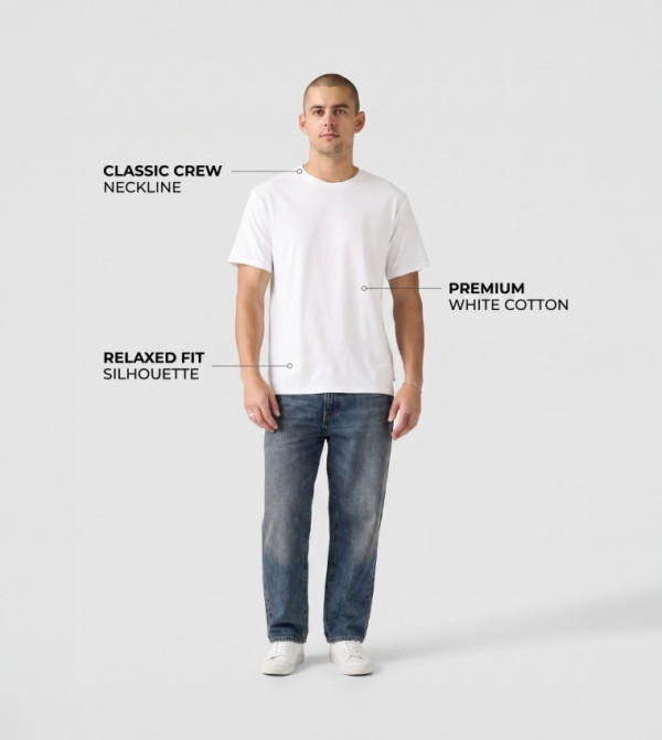 ليفايز  تيشرتات وبلايز - أبيض  Round Neck T-Shirts