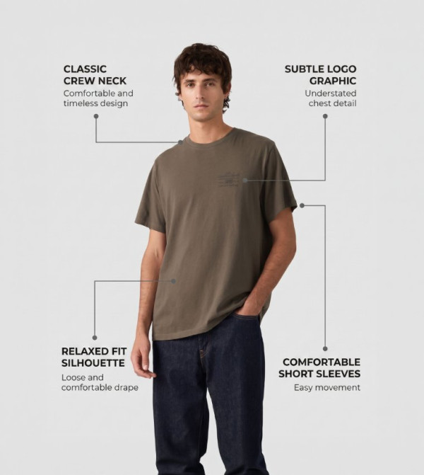 ليفايز  تيشيرتات كاجوال - كاكي Round Neck T-Shirts