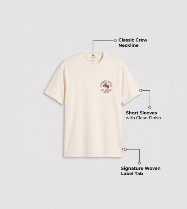 ليفايز  تيشيرتات كاجوال - كريمي  Round Neck T-Shirts