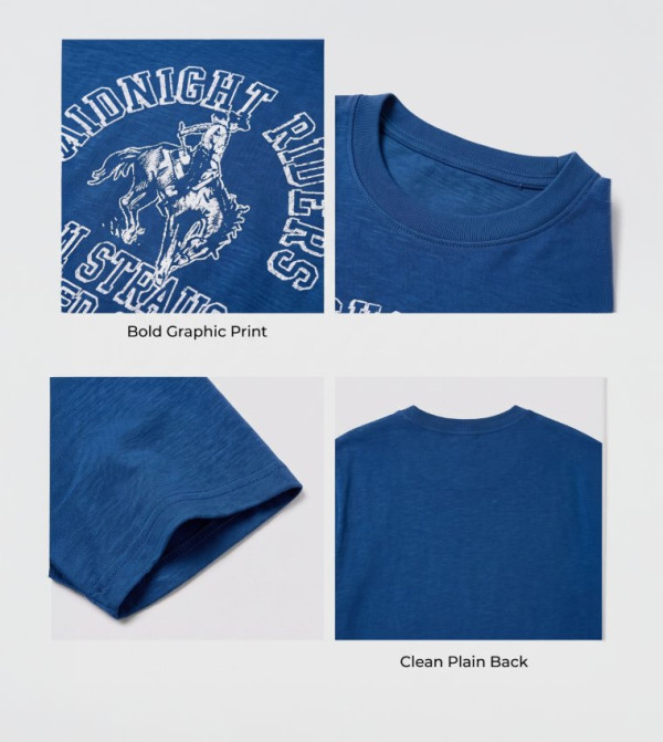 Levi's  Casual T-Shirts - Blue Round Neck T-Shirts