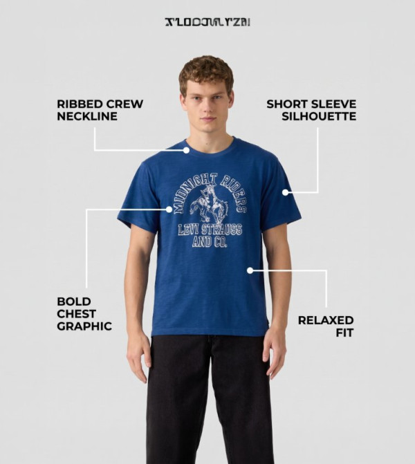 Levi's  Casual T-Shirts - Blue Round Neck T-Shirts