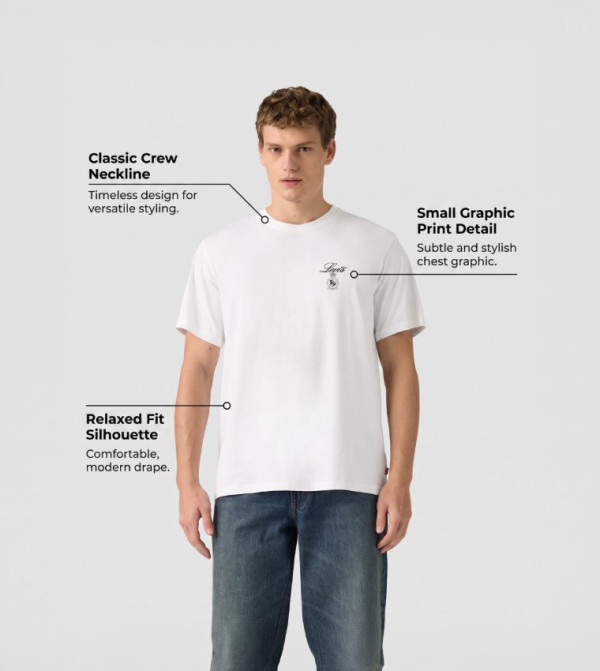 ليفايز  تيشيرتات بياقة دائرية  - أبيض  Round Neck T-Shirts