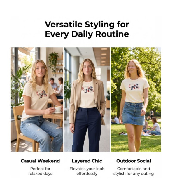 ليفايز  ملابس - كريمي  Short Sleeve T-Shirts